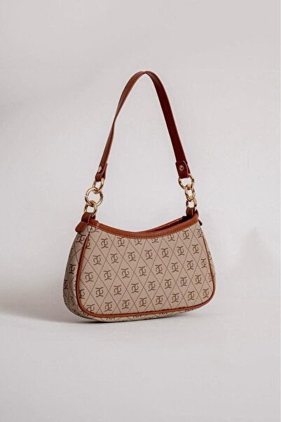 Çantacımstore Women's Patterned Shoulder Bag Mink