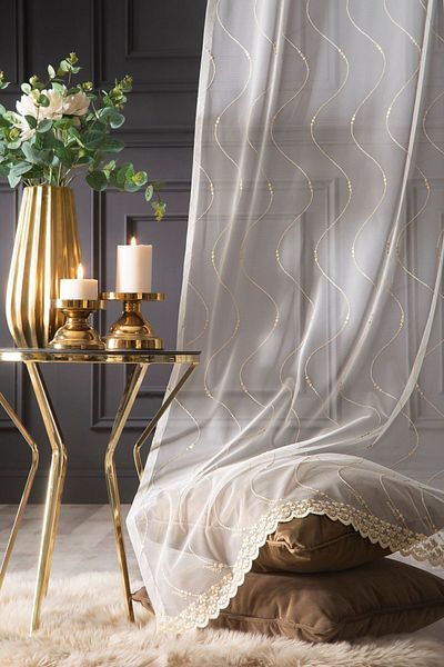 MAGİZA Don't Want Iron Tulle Curtain Patterned Sparse Pleat - 1e 2layers Suitable for Living Room Kitchen Balcony Children's Room