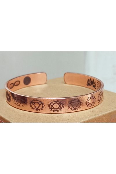 DA Cooper Design Copper Bracelet 7 Chakra Symbol & Number Sectional Copper Bracelet 30 GrCopper