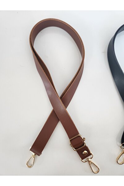 FERİHA HOBİ AKSESUAR Χρυσό λεπτομερές δερμάτινο ρυθμιζόμενο μακρύ λουράκι τσάντας - 120 cm