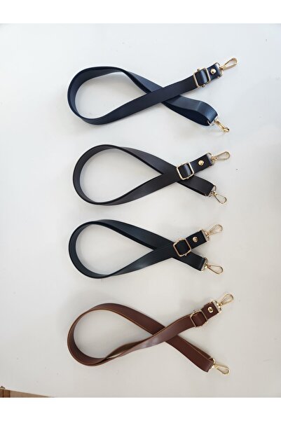 FERİHA HOBİ AKSESUAR Χρυσό λεπτομερές δερμάτινο ρυθμιζόμενο μακρύ λουράκι τσάντας - 120 cm