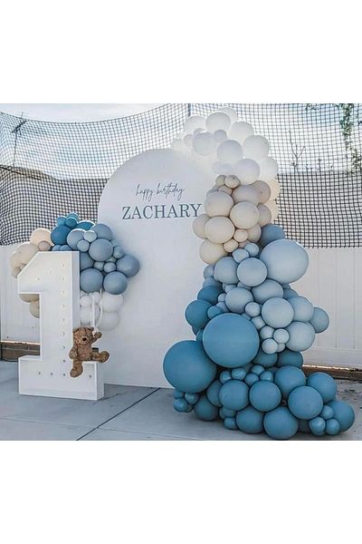 eğlencemarketi Deep Ocean Storm Blue Sea Sand and White Balloon Chain 100 Pieces