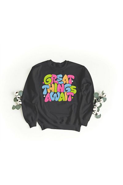 LAND MODA Φούτερ με μαύρο στάμπα oversize