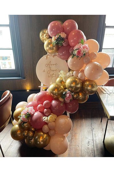 eğlencemarketi Chrome Gold Pink Blush and Rosewood Balloon Chain 100 Pieces