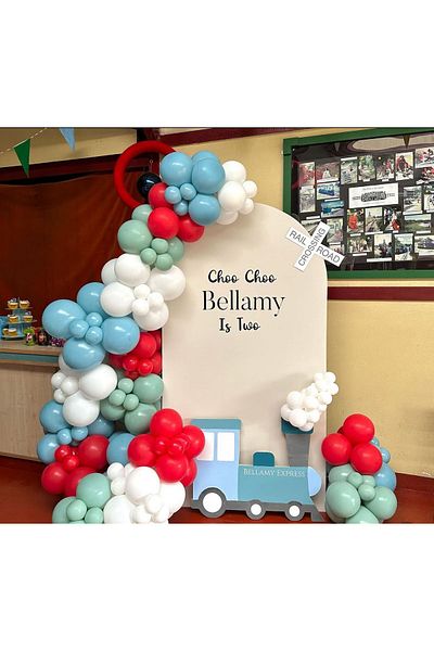 eğlencemarketi 100 Pieces Pastel Red, Winter Green, Light Blue and White Balloon Chain