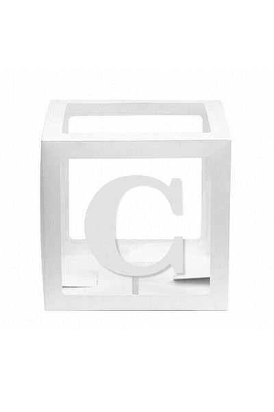 eğlencemarketi White Transparent Balloon Box 25x25 Cm Letter C