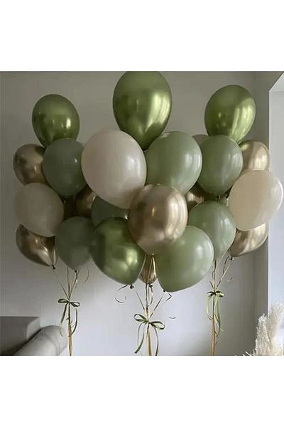 eğlencemarketi Chrome Gold Chrome Green Mildew Green and Sea Sand Balloon 20 Pieces