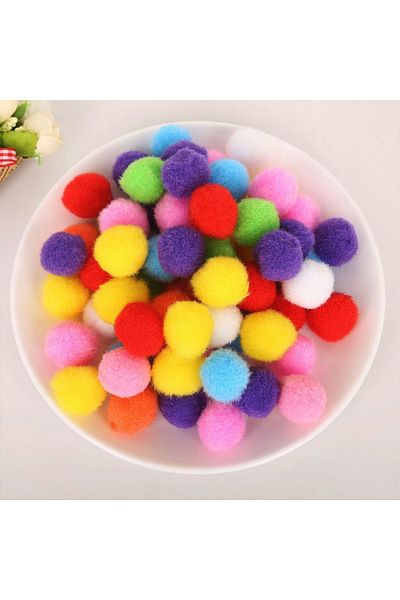 MİR Mixed Color (10mm) Plush Pompom (100 Pieces)