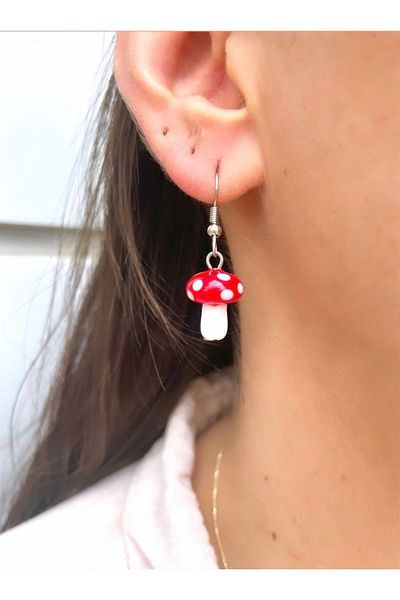 Atelier Çağla Murano Glass Beaded Mushroom Earrings