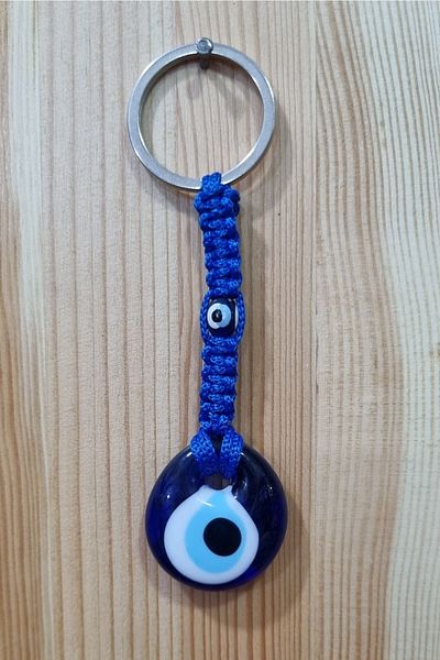 erdoğan hobi Knitted Keychain Charm Blue String Knitted Ornament Car Ornament Bag Ornament Evil Eye Beaded Gift Keychain