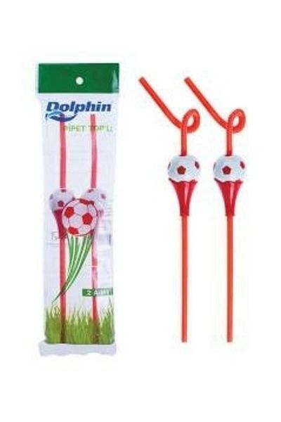 eğlencemarketi Gool 2 Pack Football Ball Figured Straws Birthday Party Green