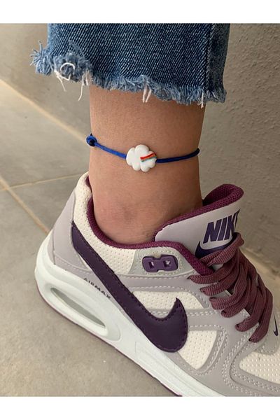 Atelier Çağla Murano Glass Bead Cloudy Blue Anklet