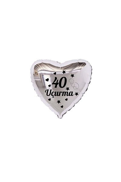eğlencemarketi 18 Inch Silver Color Baby Figure 40 Fly Themed Heart Foil Balloon