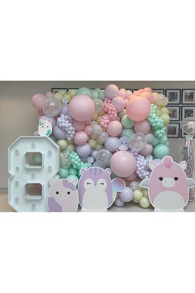 eğlencemarketi 100 Pieces Pink Lilac Yellow and Green Macaron Balloon Chain