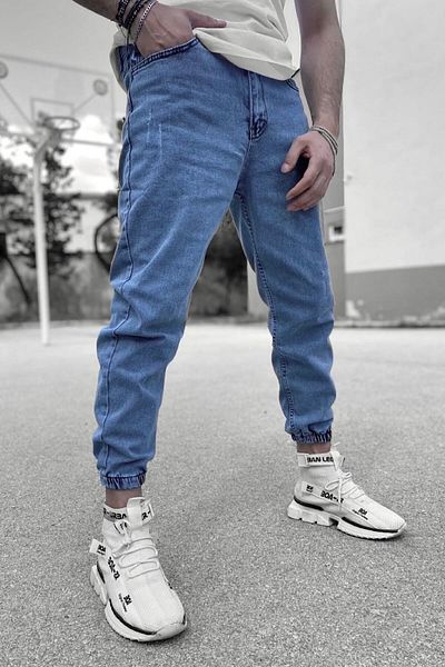 NO61 MAN Blue Color Jeans with Elastic Jogger Legs