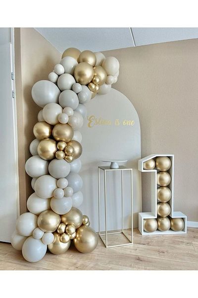 eğlencemarketi Chrome Gold Sea Sand and Stone Color Balloon Chain 100 Pieces