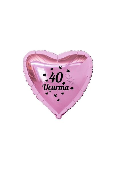 eğlencemarketi 18 Inch Pink Color Baby Figured 40 Fly Themed Heart Foil Balloon
