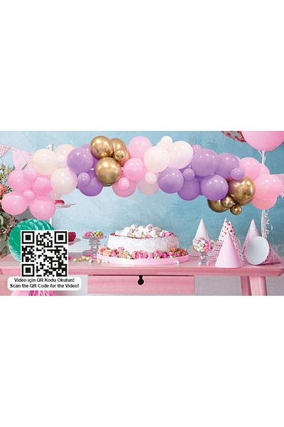 eğlencemarketi Girl's Birthday Balloon Chain Set 70 Pieces