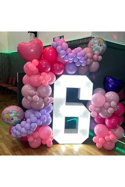 eğlencemarketi Flmanigo Pastel Macaron - Pink, Fuchsia, Lilac and Powder Pink 100 Pieces Balloon Chain