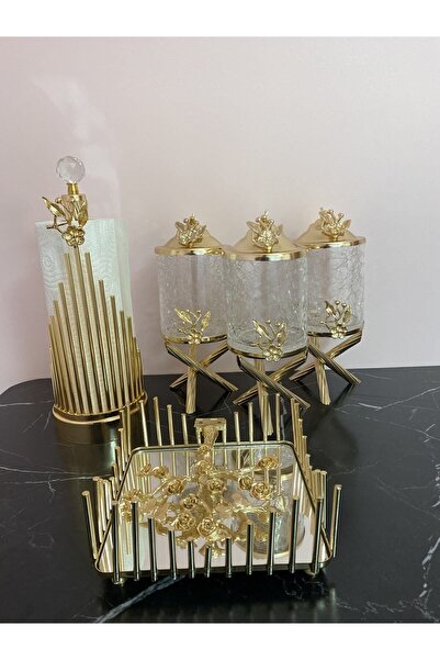 moda atölyesi Kitchen Set Spice Set Napkin Holder Set Gold Concept