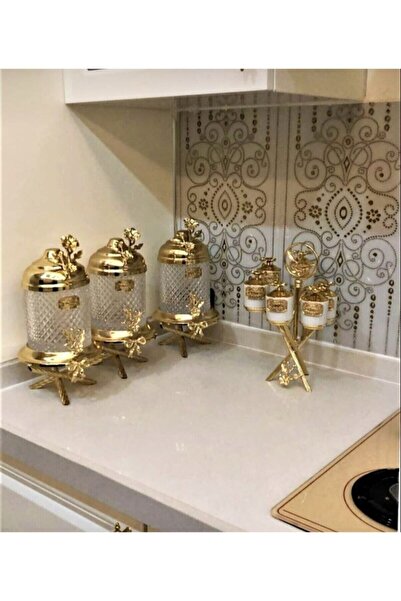 İmren Collection طقم مرطبان فاخر مكون من 3 قطع وزن واحد ومجموعة توابل متعرجة