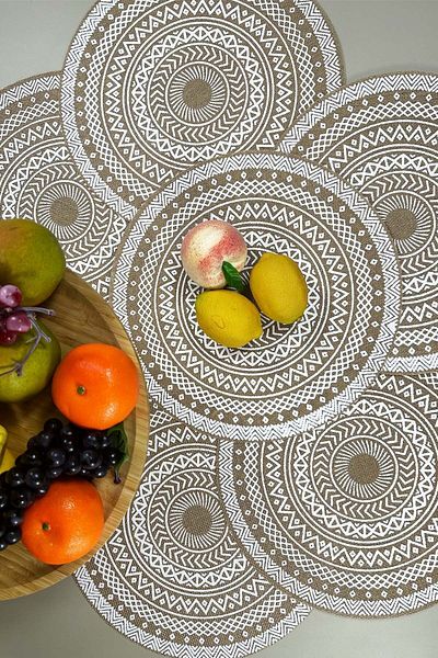 SepetçiBaba Set of 6 Ethnic Pattern Linen Placemat