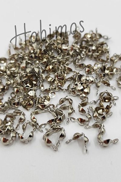 Hobimos 200 Pieces Silver Colored Mussel Closure - Knot and Bit Bracelet Closure - Necklace Bracelet