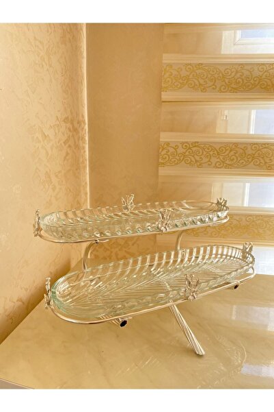 İmren Collection Double Decker Silver Color Presentation Rack