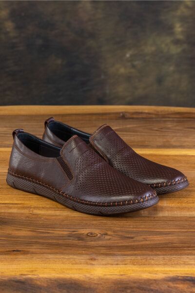 SELİN SOYLU Pantofi bărbați din piele naturală, pantofi casual, pantofi de vară, pantofi mocasini, maro