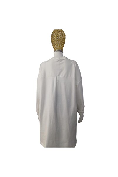 LOREEN FASHİON Ecru Women's Cardigan - Shirt with Stone Detail and Perforation