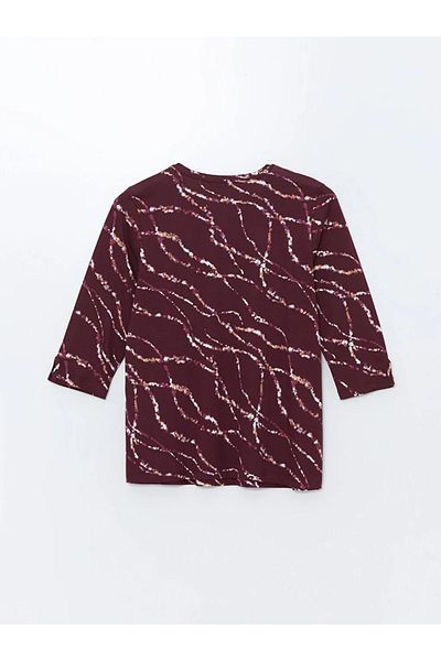 LC Waikiki Γυναικεία μπλούζα με στάμπα LCW Grace V-Neck - Εκτύπωση με δαμάσκηνο