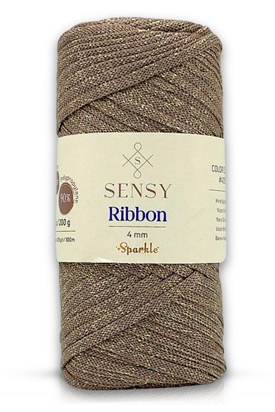 SENSY Snur de poliester cu panglică cu sclipici premium 200 gr Snur de macrame Snur Supla și Snur de geantă Mink cu sclipici