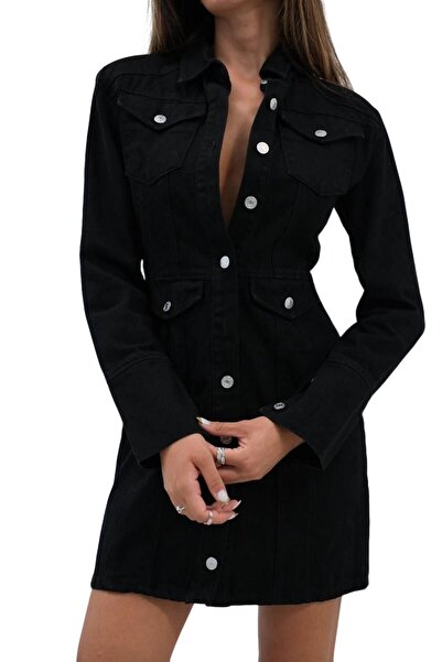 WellSoft Τζιν φόρεμα με επένδυση - Μπροστινά κουμπιά