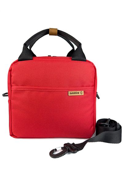 SUNSHINE Waterproof Thermal Shoulder Bag Meal Carrying Bag Supplementary Food Lunch Box Red