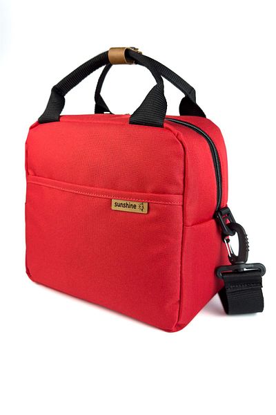 SUNSHINE Waterproof Thermal Shoulder Bag Meal Carrying Bag Supplementary Food Lunch Box Red