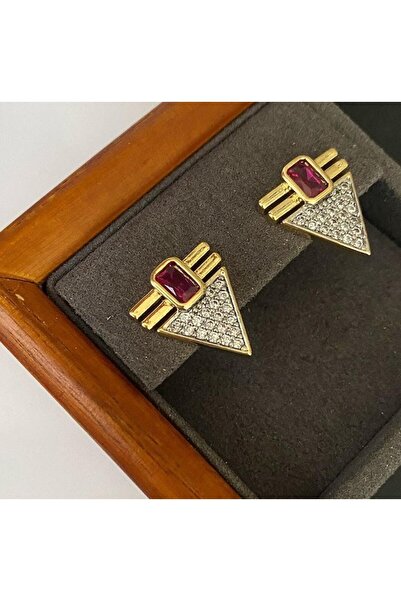 Bubbleatelier Gold bordo taş küpe