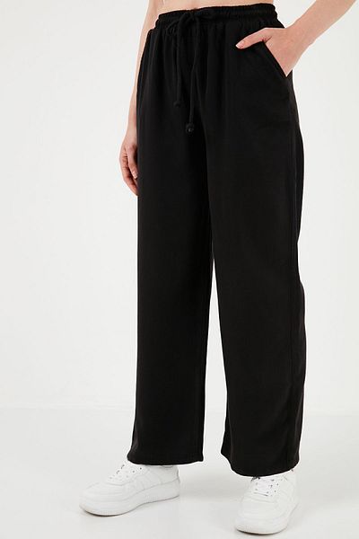 Lela Waist-Tied High Waist Wide Leg Pocket Regular Fit Trousers PANTS1098033
