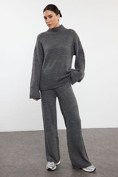 Trendyol Collection Antracit gradiens kötöttáru szett - gyapjú felső és alsó készlet TWOAW24AU00106