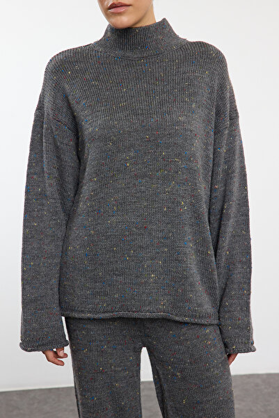 Trendyol Collection Anthracite Gradient Knitwear Set - Wool Top and Bottom Set TWOAW24AU00106