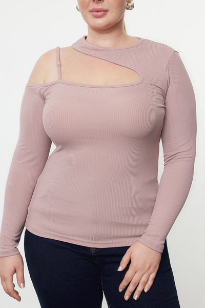 Edit by Trendyol Πλεκτή μπλούζα αποξηραμένο τριαντάφυλλο - TEDAW25BZ00017