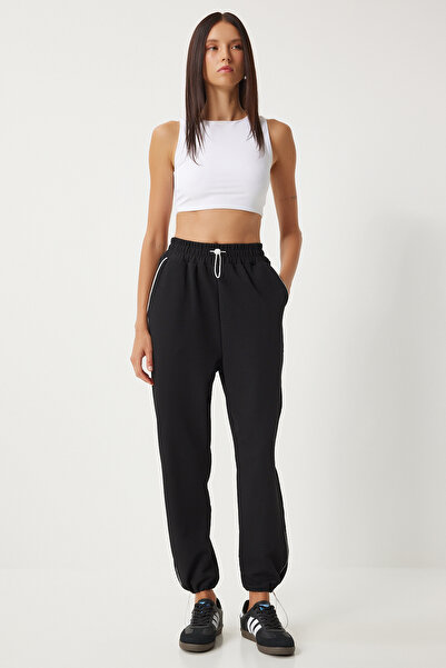 Happiness İstanbul Μαύρο Πλεκτό Φούτερ - Ρίγα Λεπτομέρειες, Γυναικεία, AN00208