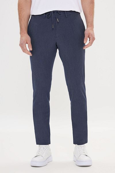 ALTINYILDIZ CLASSICS Ελαστικό παντελόνι Navy Blue Slim Fit - Πλαϊνές τσέπες και ελαστική μέση