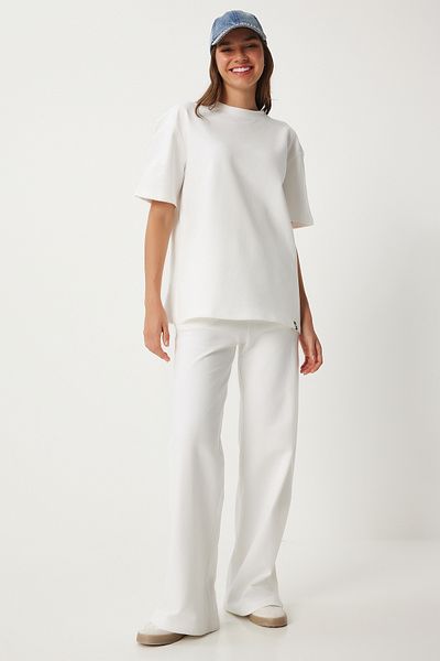 Happiness İstanbul Damen-Trainingsanzug-Set mit weißem T-Shirt - FN03273