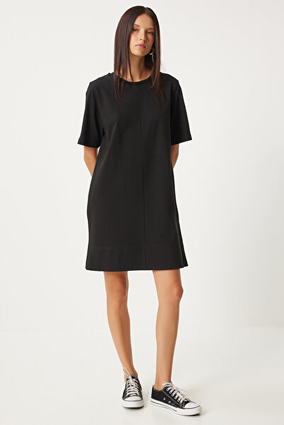 Happiness İstanbul Black Crew Neck Women's Dress - BP00166
