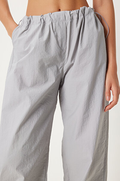 Happiness İstanbul Kadın Gri Cepli Paraşüt Şalvar Pantolon  FN03274