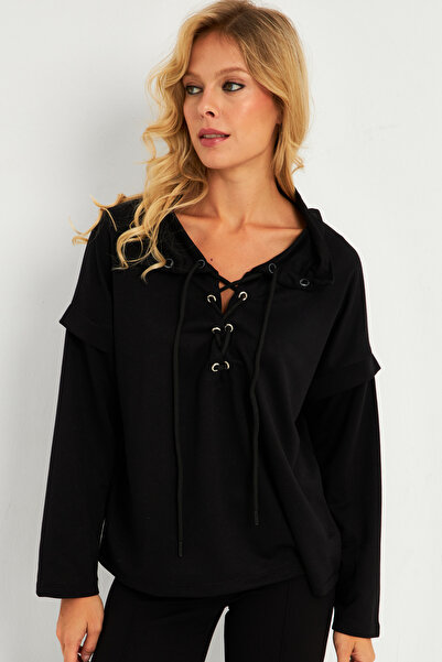 Cool & Sexy Dámská mikina Black Eyelet - Tf04