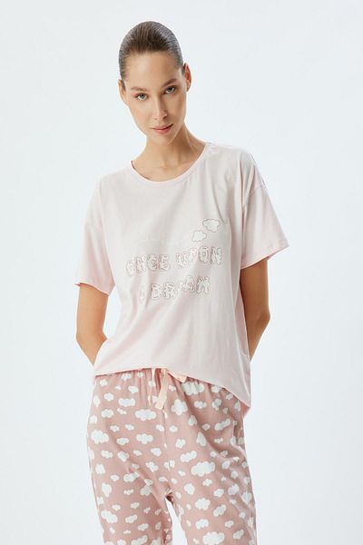 Koton Cotton Comfortable Fit - Cloud Printed Knitted Pajama Set