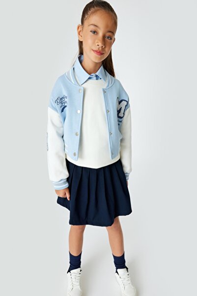 Koton Bomber Kolej Ceket Aplike Detaylı Uzun Kollu Renk Bloklu