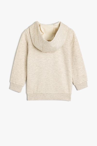 Koton Φούτερ με κουκούλα Cotton Blend - με φερμουάρ και στάμπα με σύνθημα