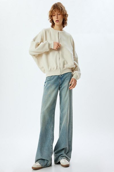 Koton Φούτερ Crew Neck Oversize - Λεπτομέρεια με φερμουάρ και ραφή